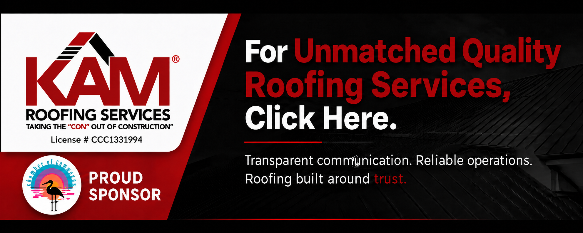 KAM Roofing Services - Proud Sponsor of the Safety Harbor Chamber of Commerce
